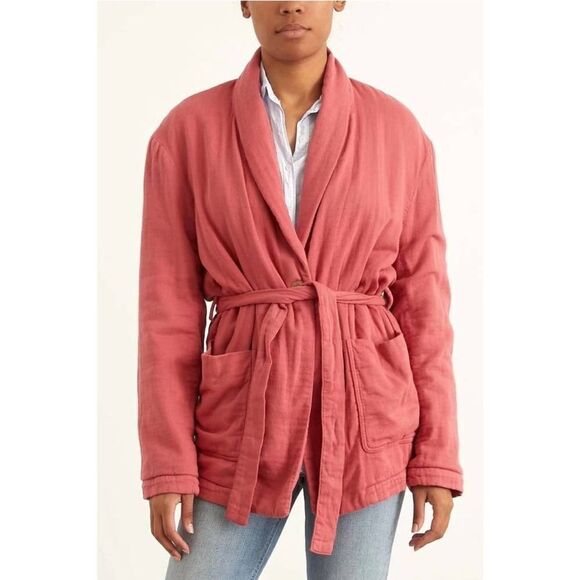 XiRENA Jackets & Blazers - NEW Xirena Marlen Wrap Jacket Sundried Red Cotton Fleece Lined Size XS